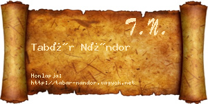 Tabár Nándor névjegykártya